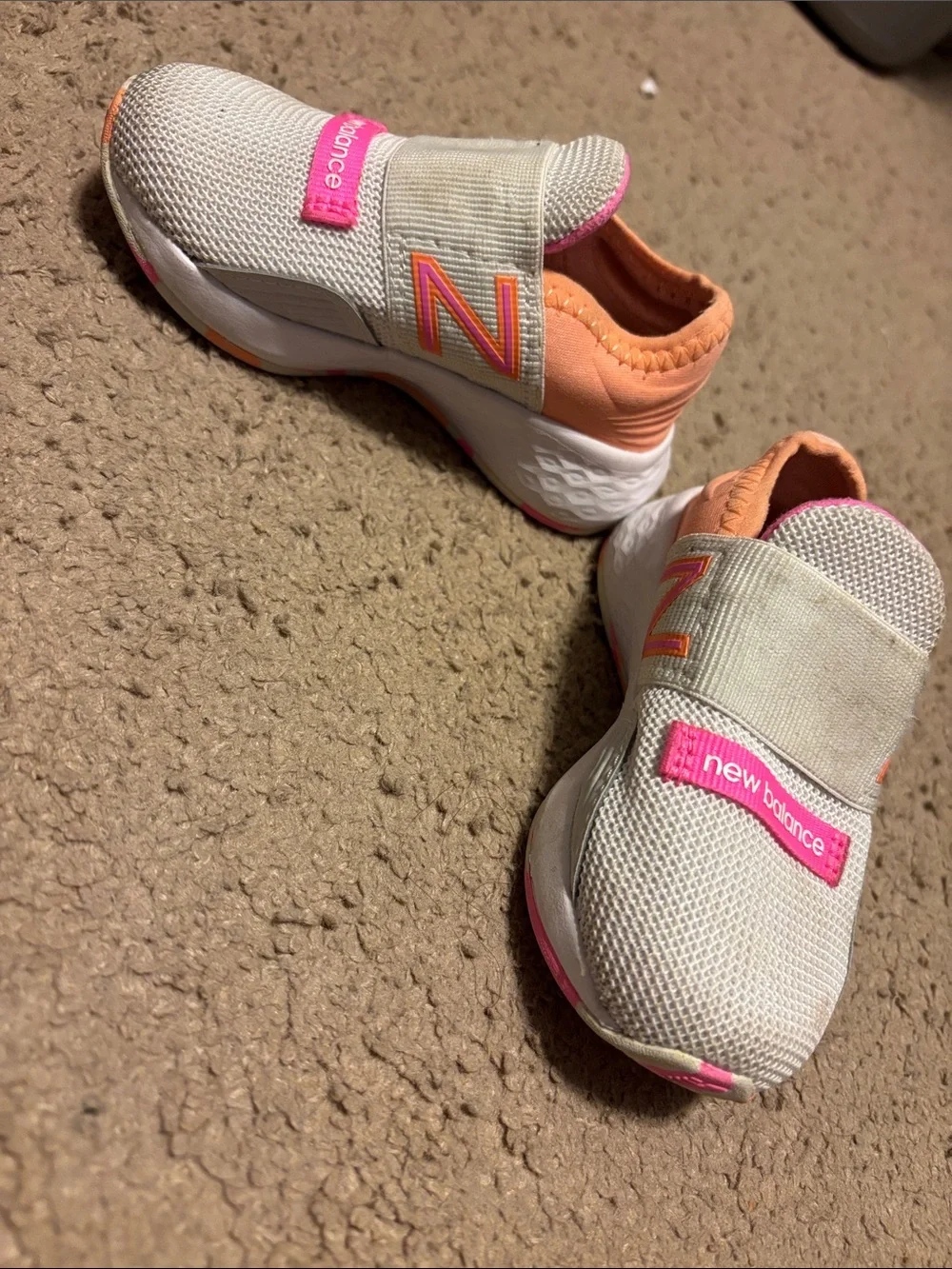 New Balance Kids Slip-On Sneakers in Cream, Peach & Pink